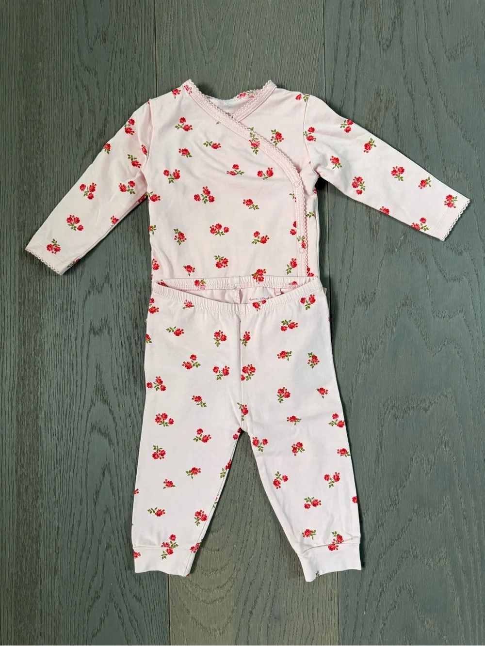Pink Floral Baby Girls' Matching Bodysuit Set